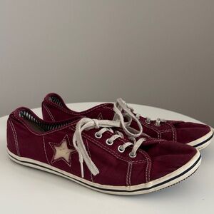 Converse One Star Burgundy Canvas Sneakers Sz 8.5